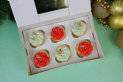 6 or 12 x Cupcakes - Red & Green Christmas