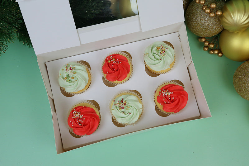 6 or 12 x Cupcakes - Red & Green Christmas