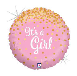 'It's a Girl' pink Foil Helium Balloon