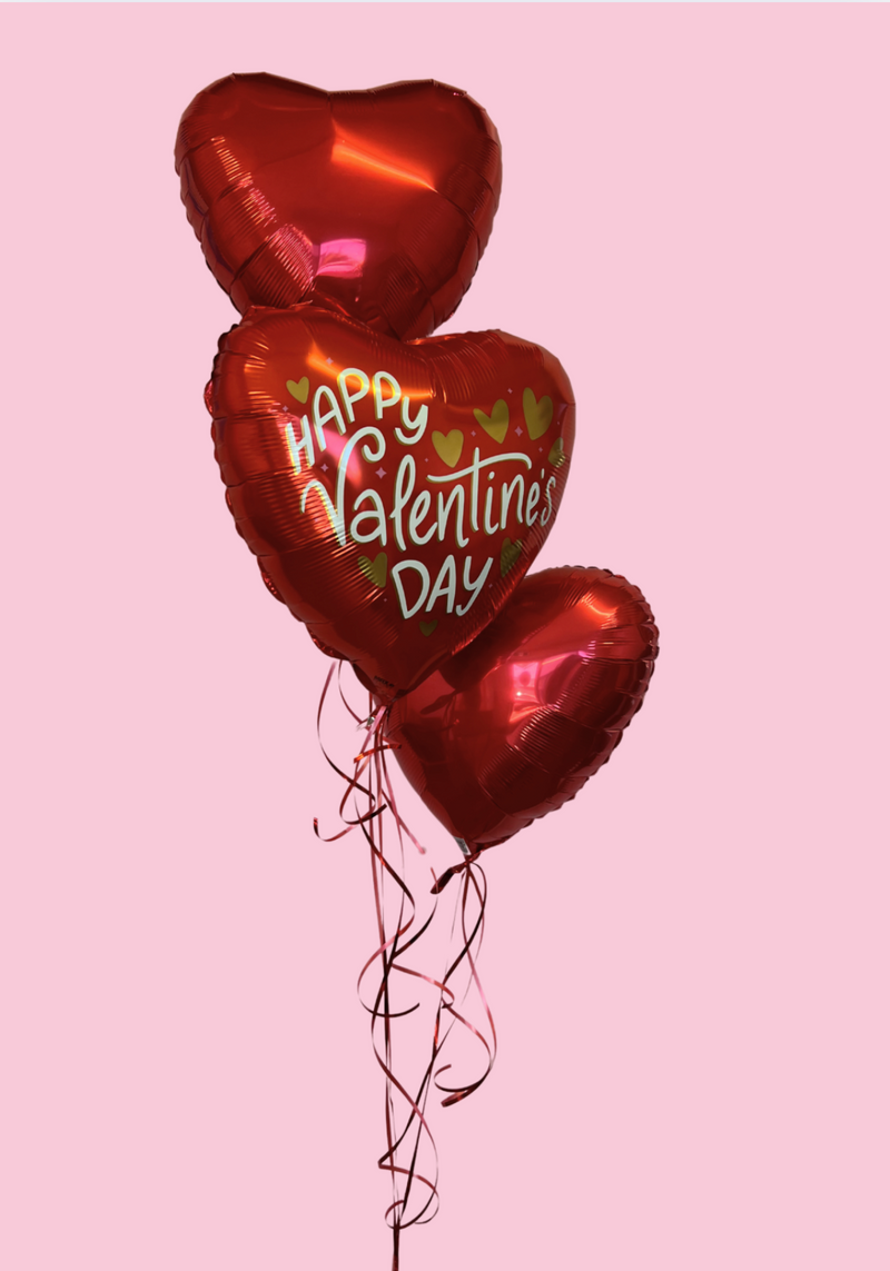 3 x Valentines Day balloon helium cluster